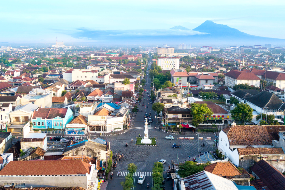 Yogyakarta,,Indonesia.,February,09,,2018:,Beautiful,Aerial,View,Of,Tugu