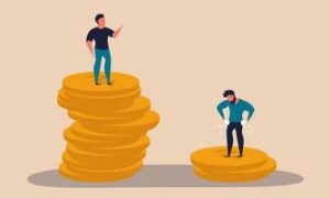 inequity-economic-and-different-money-to-rich-social-capitalism-to-community-and-poor-equality-illustration-concept-disabled-balance-and-disadvantaged-human-comparison-wealth-and-conflict-vector