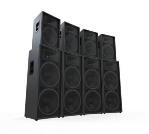 Group of Speakers isolated on white background. 3D render